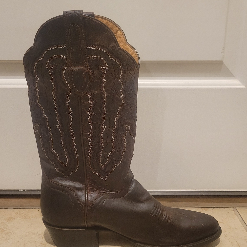 Men's J B DILLON JBM3205 Goat Leather Brown Western Cowboy Boots Size 8.5 New